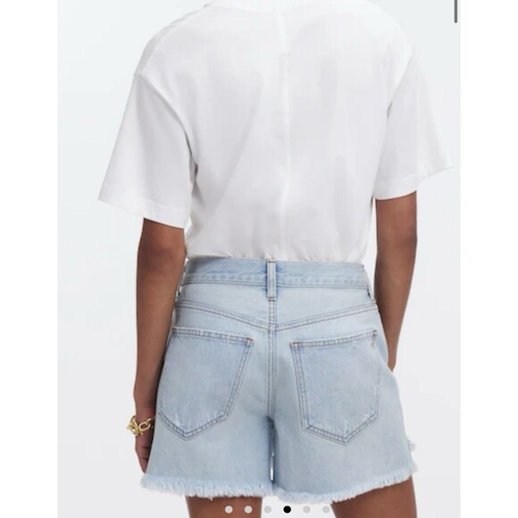 MADEWELL Denim Shorts Women 32 Relaxed Mid-Length Step-Hem Cut-Off NO714 NWT - Picture 2 of 6